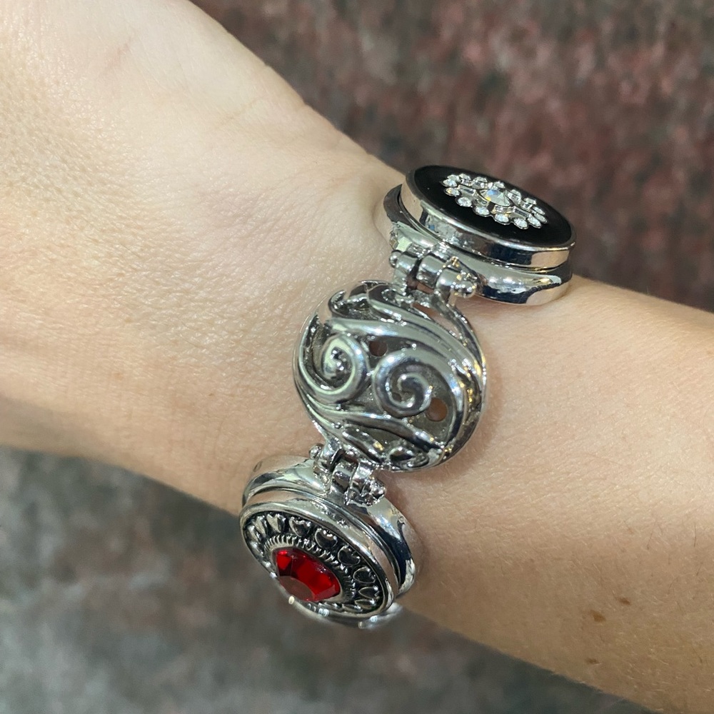 Interchangeable Silver Crystal Chunky Toggle Brac… - image 7